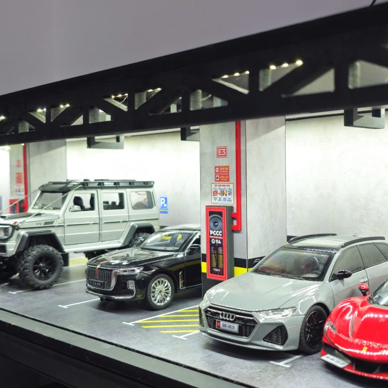 Collector's Parking Lot Diorama with Multi-Spot LED Display